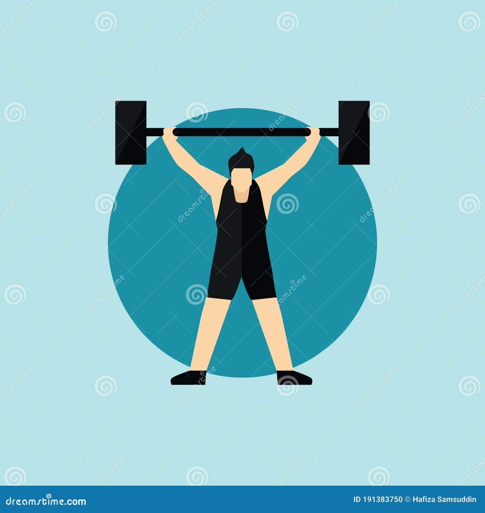 Man Lifting Barbell. Vector Illustration Decorative Design Stock Vector