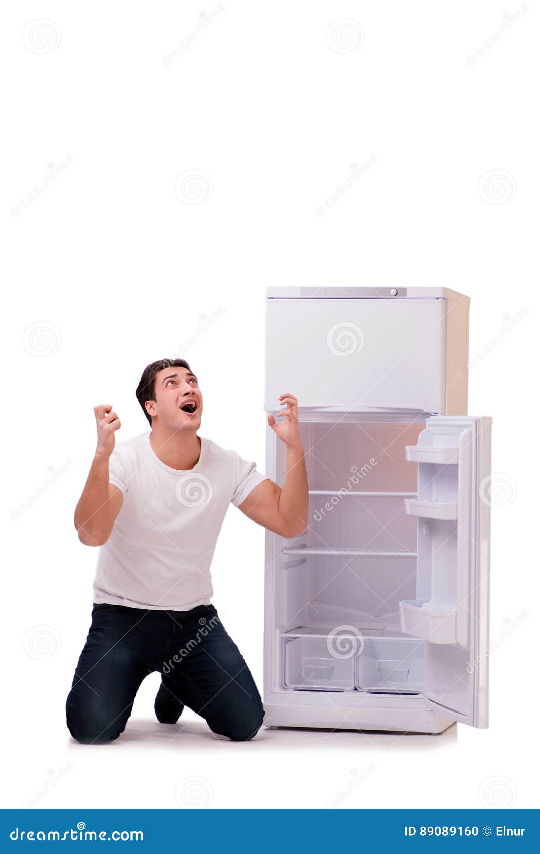 The Man Looking for Food in Empty Fridge Stock Photo Image of