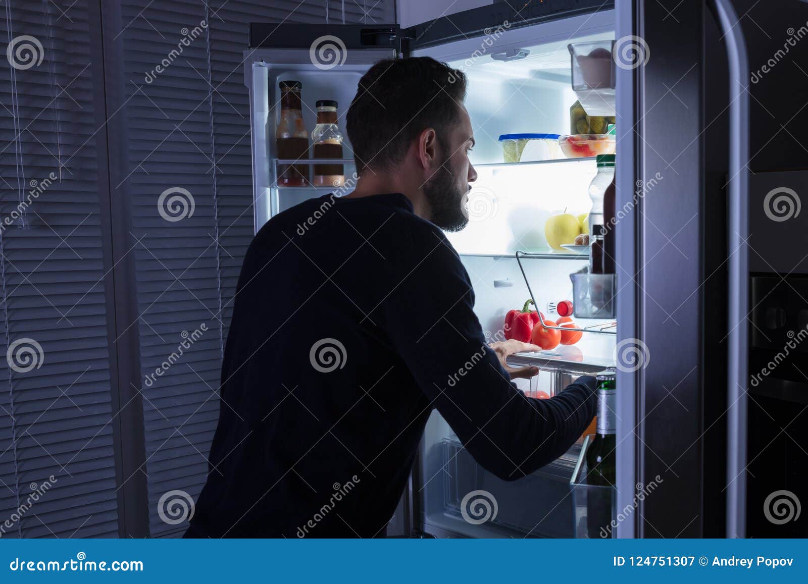Man Looking at Food Kept in Refrigerator Stock Image Image of food