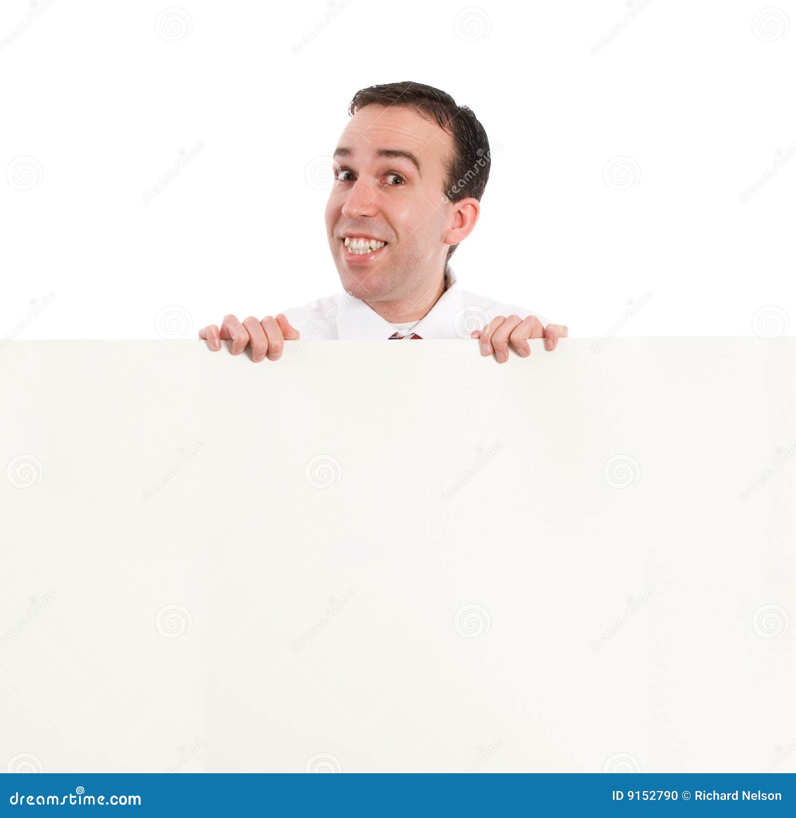 Man Looking Over Wall stock photo. Image of message, isolated 9152790