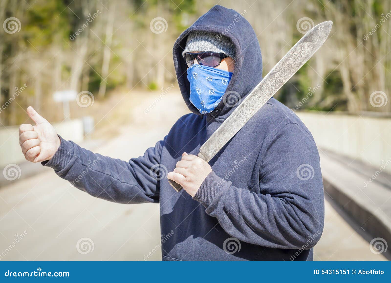 Man with Machete Try To Stop Car Stock Image Image of athletic, hands