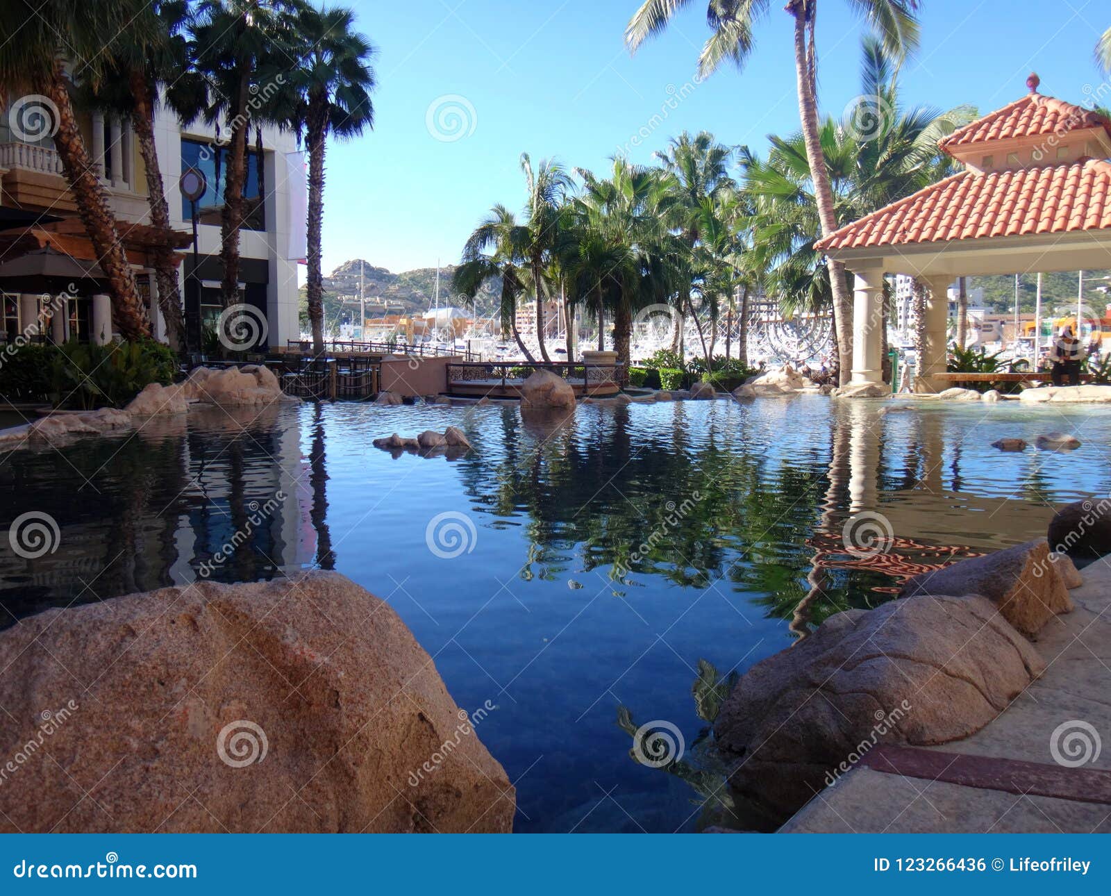 Man Made Waterfall, Cabo San Lucas, Baja California, Mexico. Stock