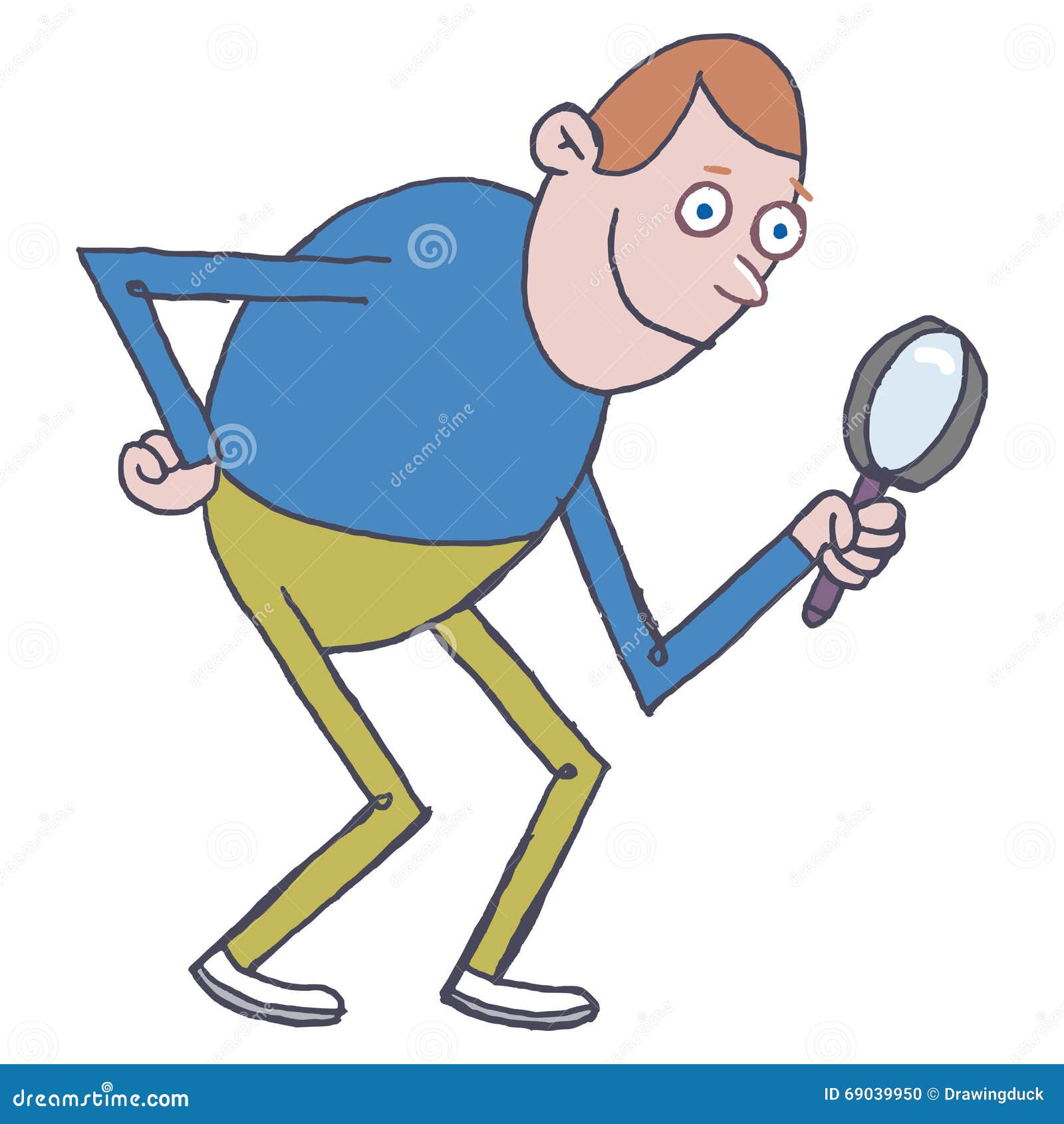 Man With Magnifying Glass Stock Vector. Illustration Of Glass - 69039950