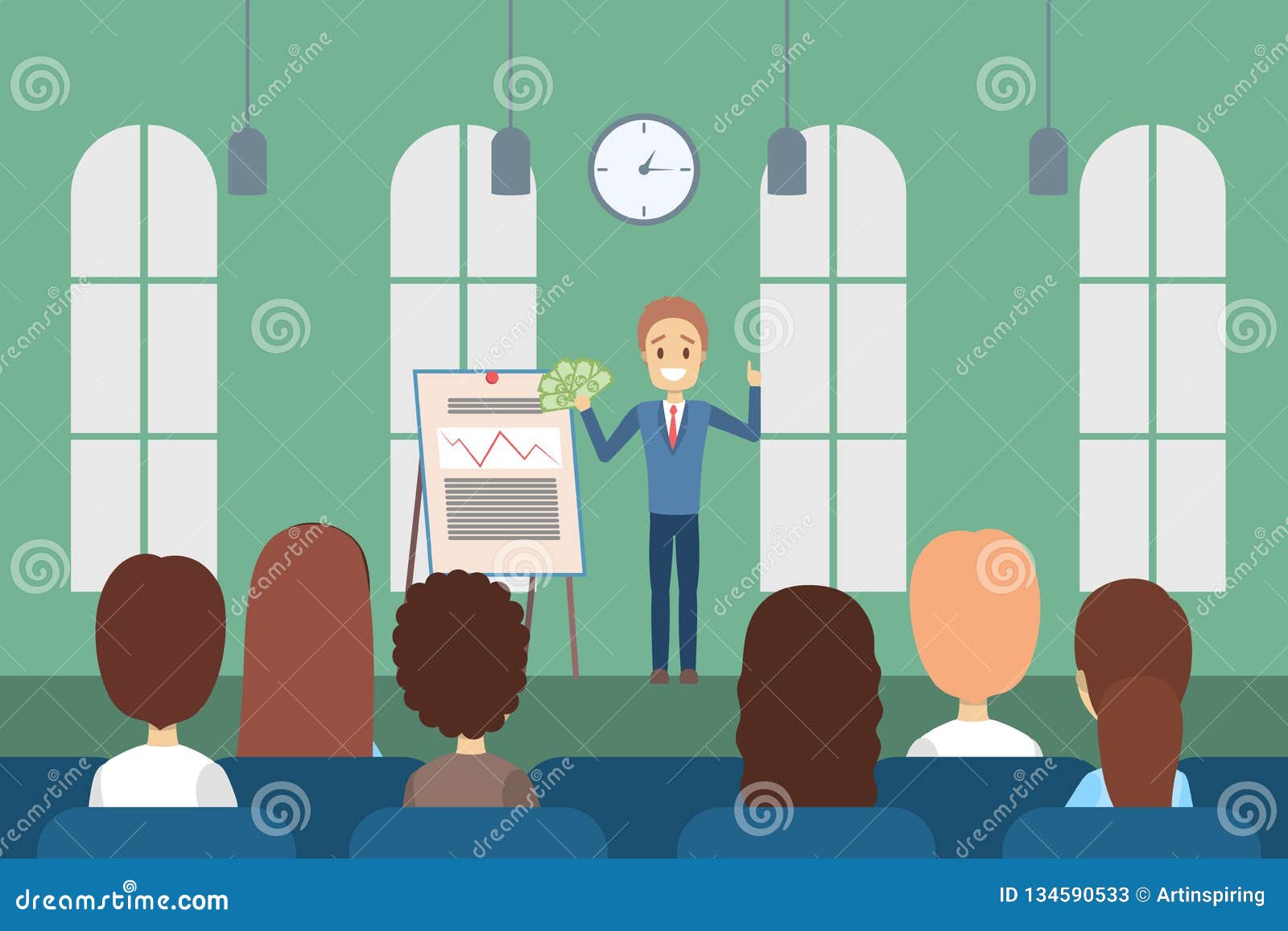 Man Making Business Presentation In Front Of Group Stock Vector