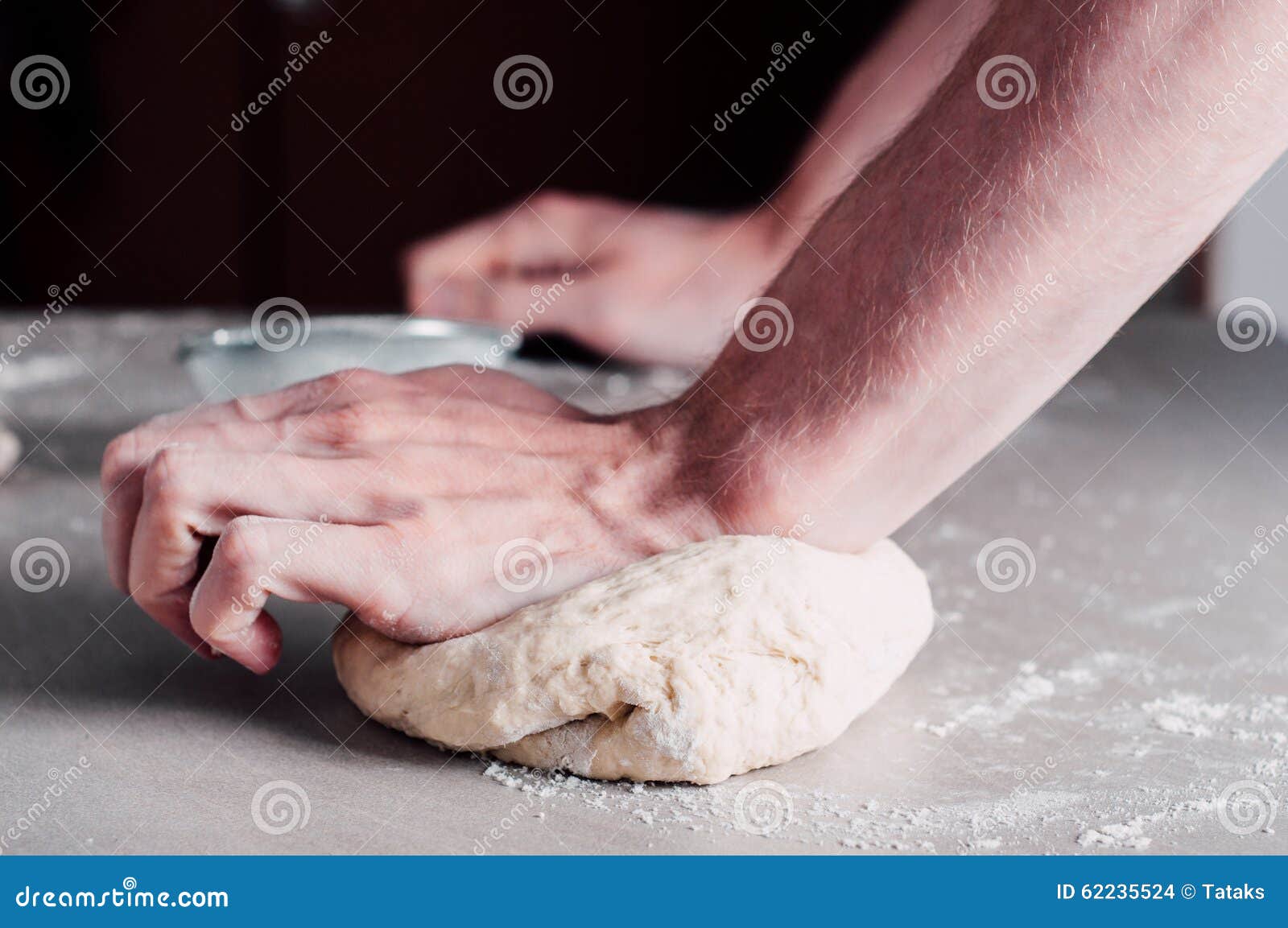 Man making dough for pizza stock photo. Image of scales 62235524