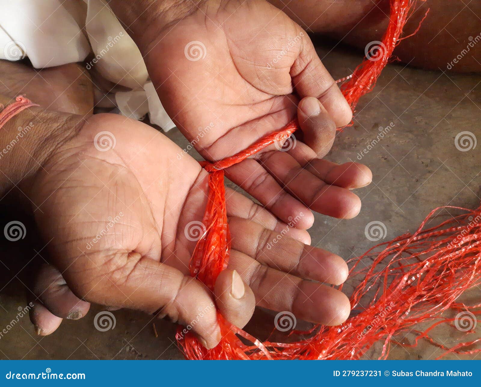 A Man Making Ropes in a Traditional Way. Stock Image - Image of