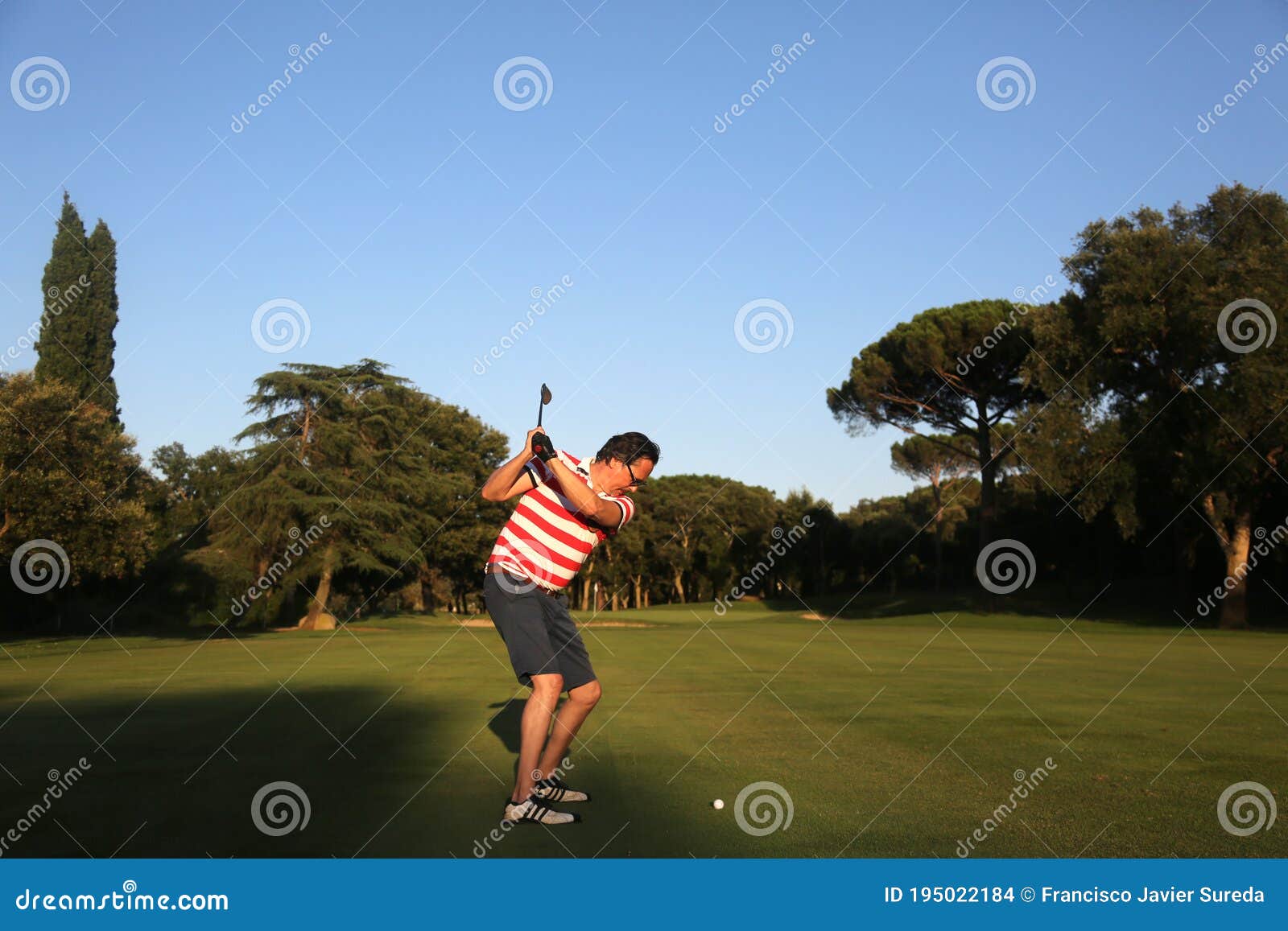 Man Making Swing in the Golf Course Stock Photo Image of holiday