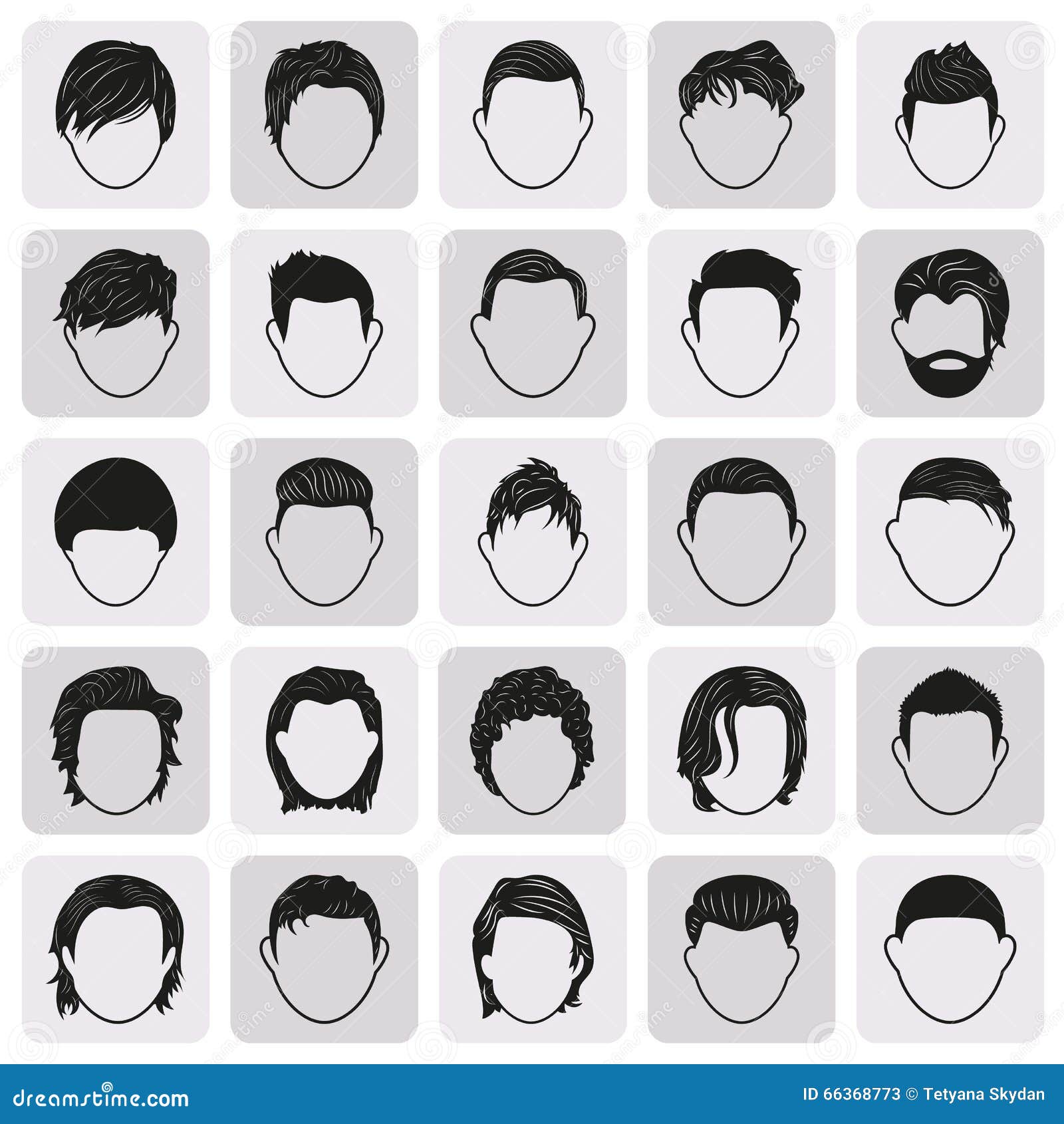 Man Male Hairstyle Black Simple Icons Set Stock Vector - Illustration of  people, handsome: 66368773