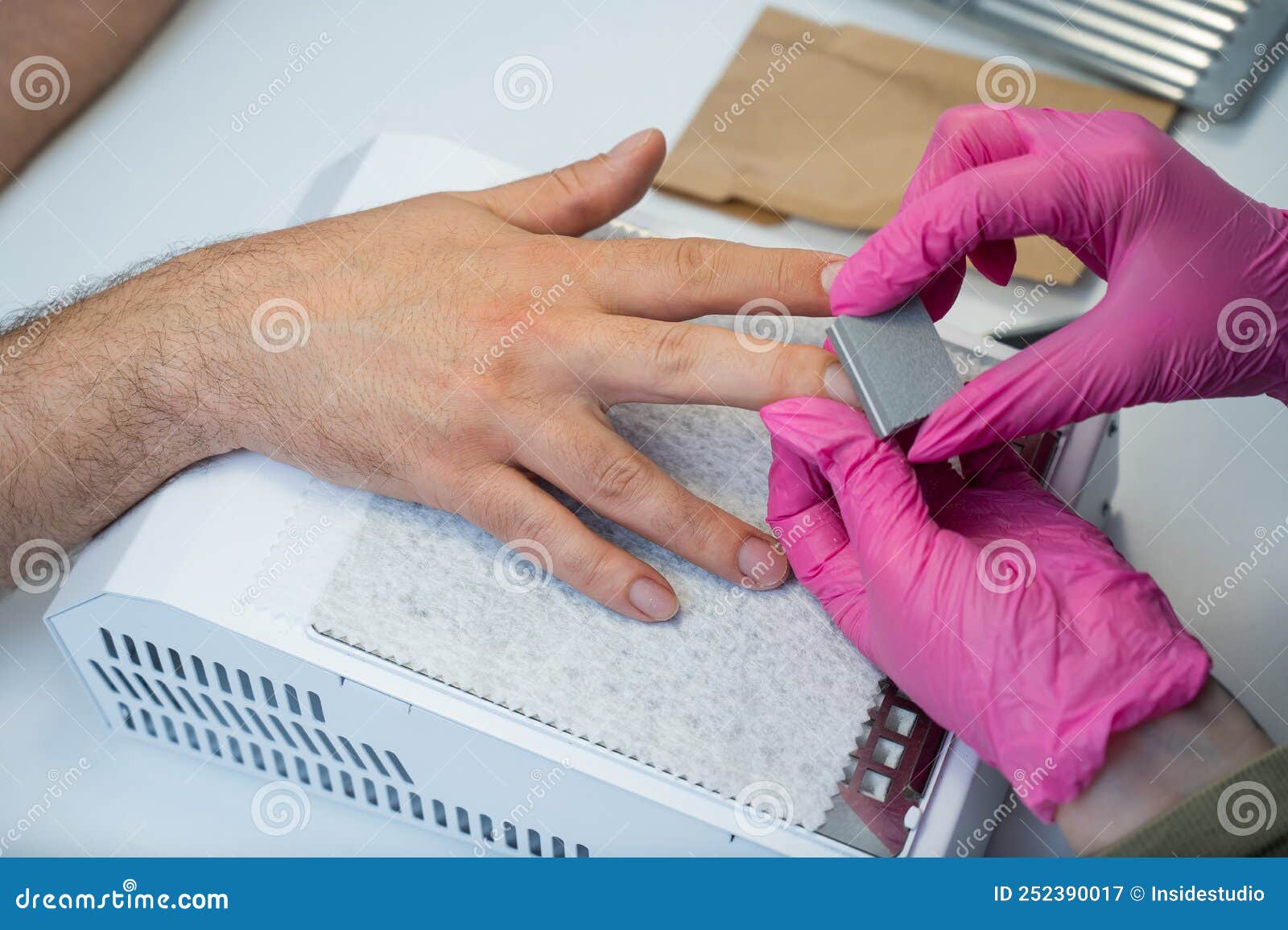 Man on a Manicure Procedure in a Beauty Salon. Stock Image Image of
