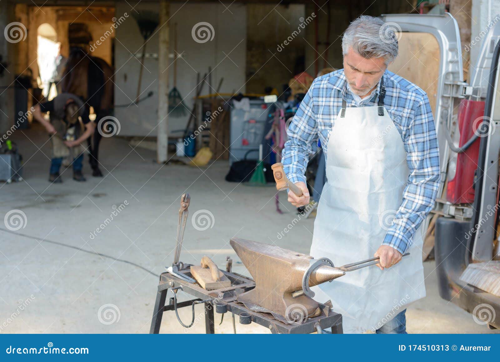 Man Manufacturing Horseshoe Stock Image Image of race, laborer 174510313