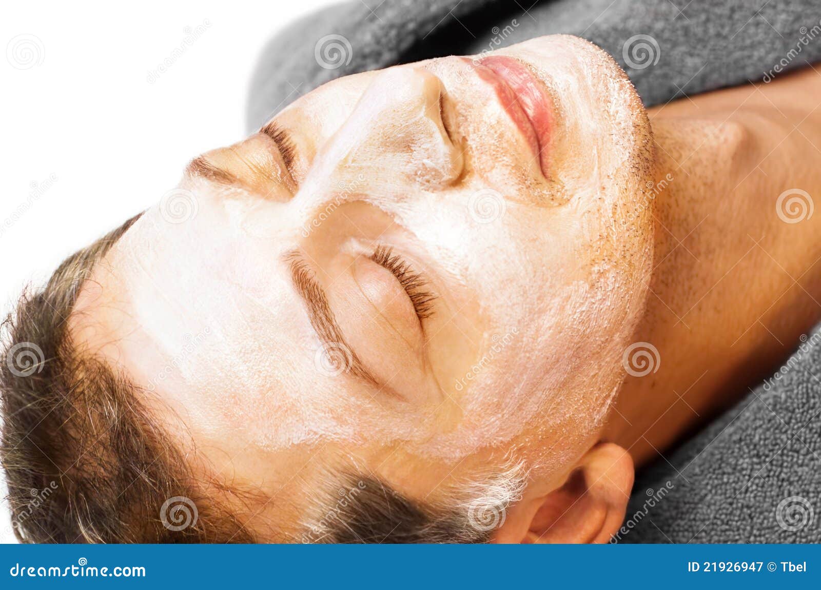Man with Mask of Cream on His Face Stock Image Image of treatmant