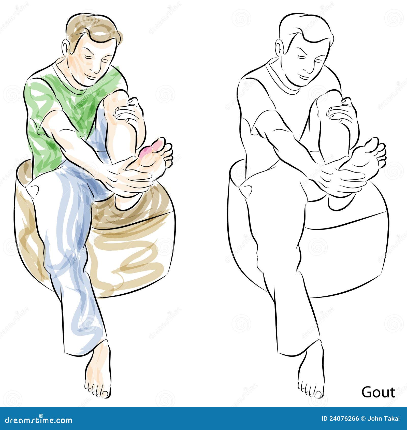 Man Massaging Gout Feet stock vector. Illustration of throbbing 24076266
