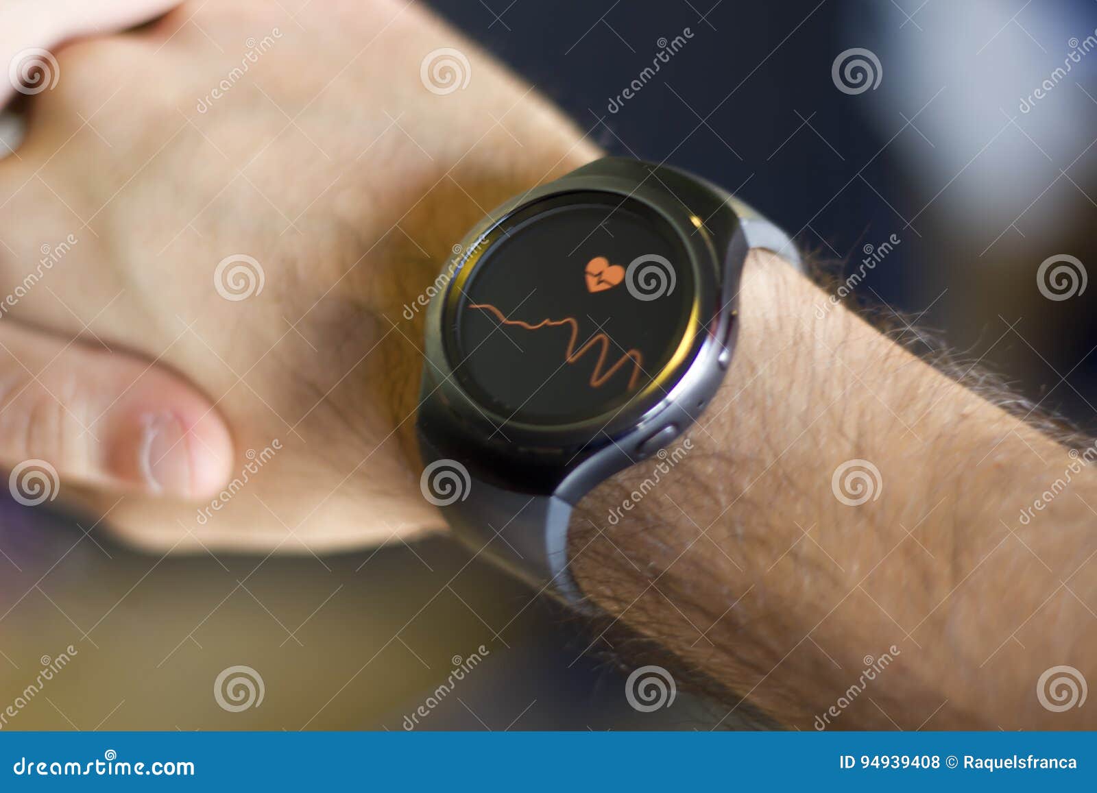 Man Measuring Heart Beat in Smartwatch Stock Photo Image of lifestyle