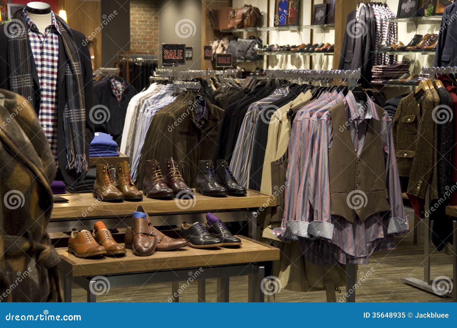 Man Men Fashion Clothing Shoe Store Stock Image - Image Of Shelves, Clothing:  35648935