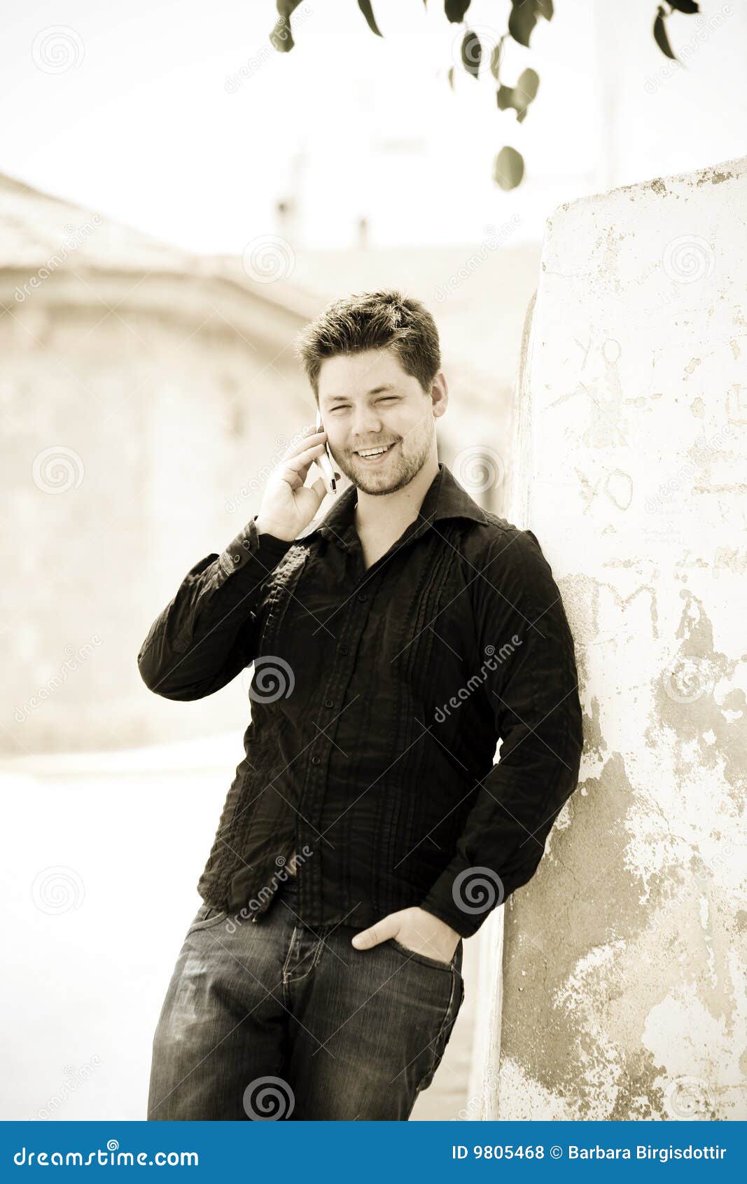 Man with mobile stock photo. Image of chat, student, summer - 9805468