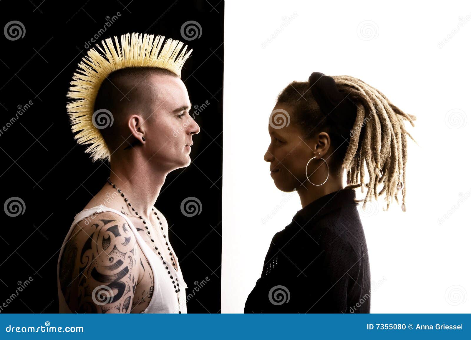 Man With Mohawk And Woman With Dreadlocks Stock Photo