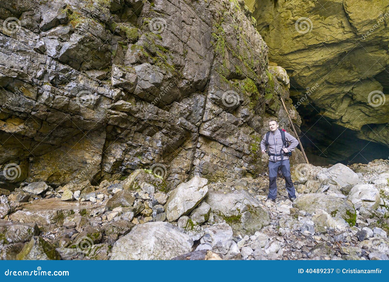 Man in a mountain river stock image. Image of river, journey 40489237
