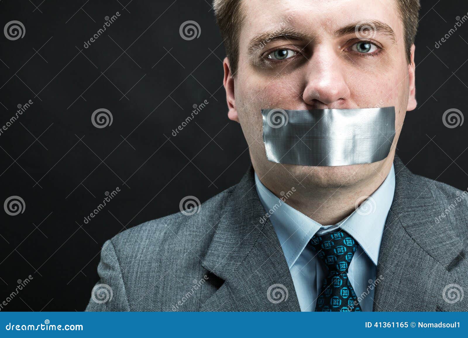 Man with Mouth Covered by Masking Tape Stock Image Image of dumb
