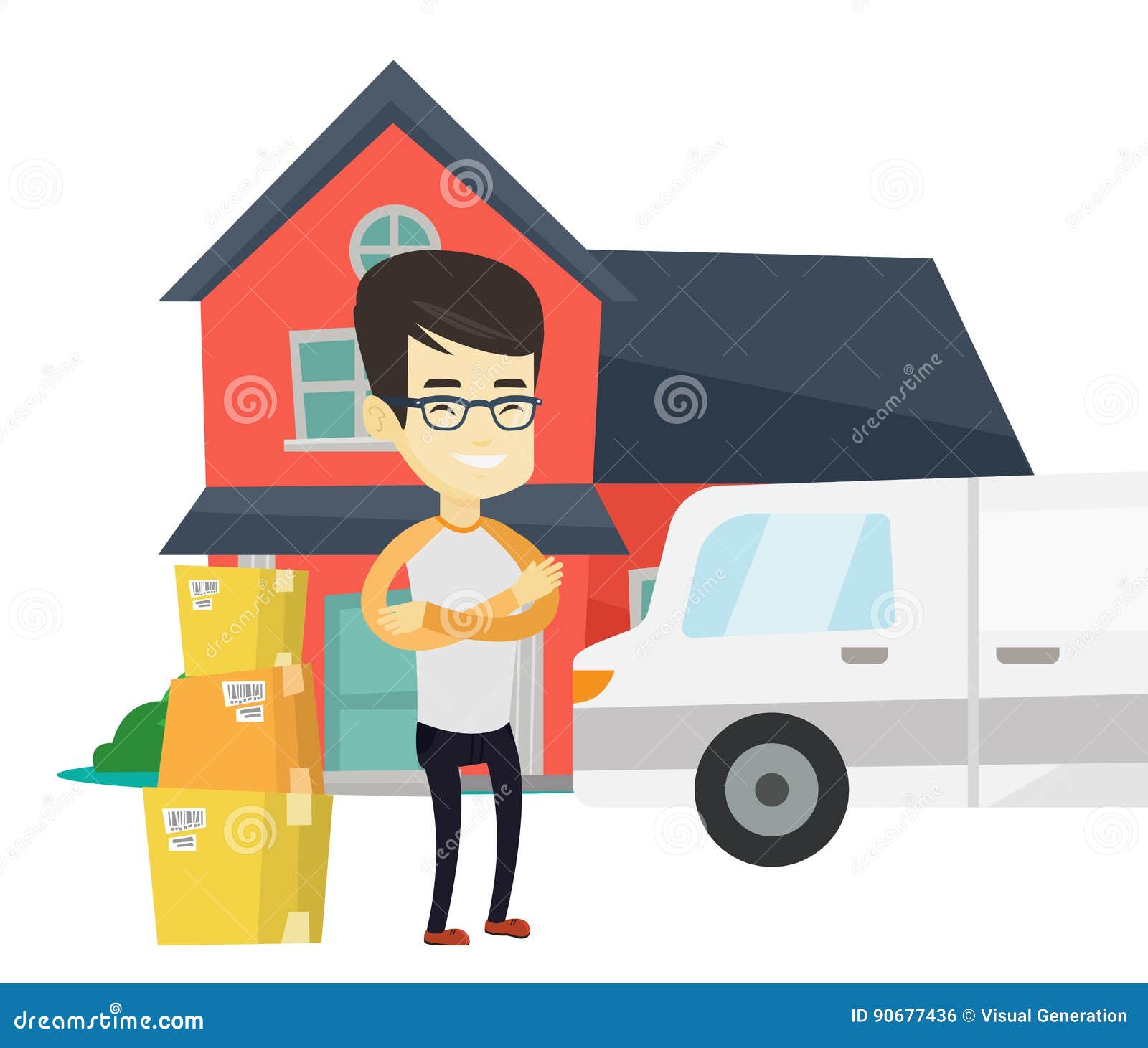 Man Moving To House Vector Illustration. Stock Vector ...