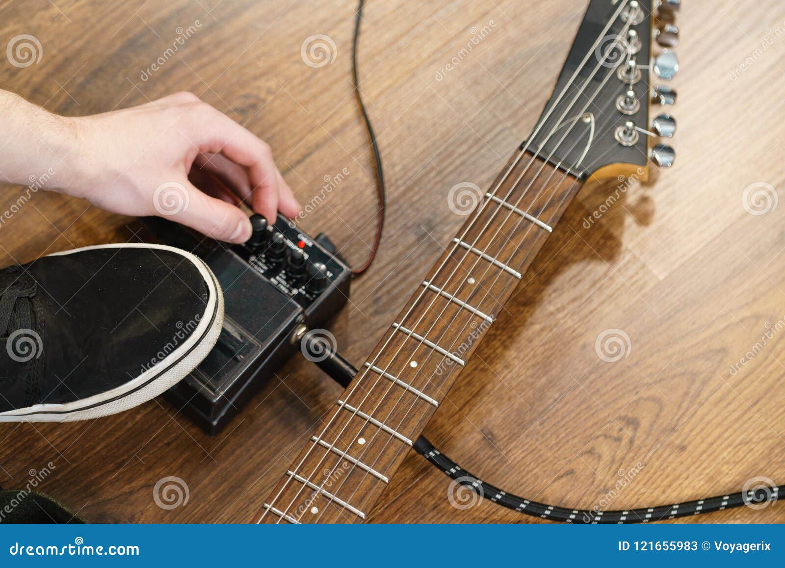 of Image ... Guitar Adjusting - Image Pedal Effects Stock Man Image Stock - Man Adjusting Effects Pedal ... Image Guitar of