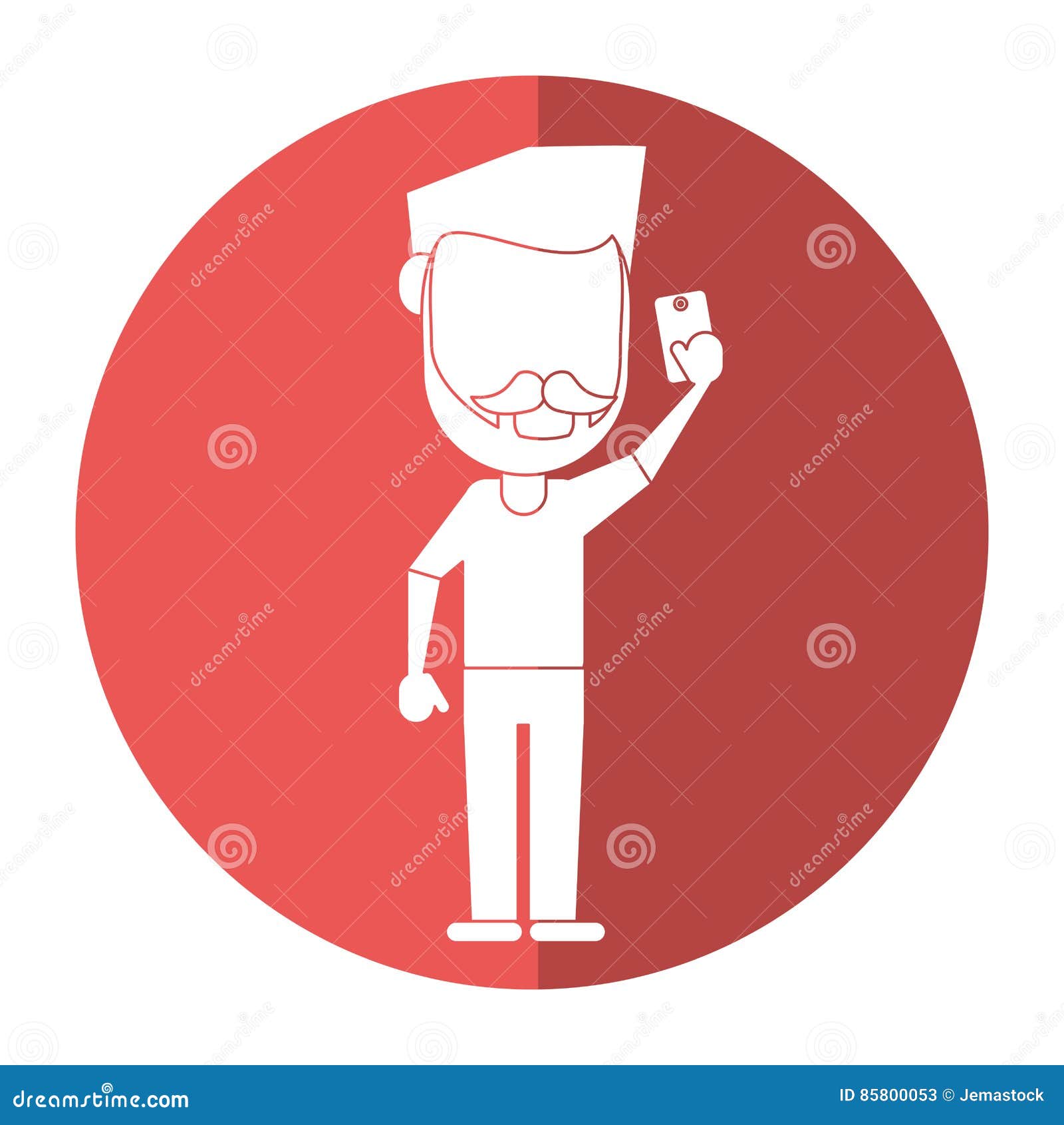 man with mustache beard using smartphone shadow