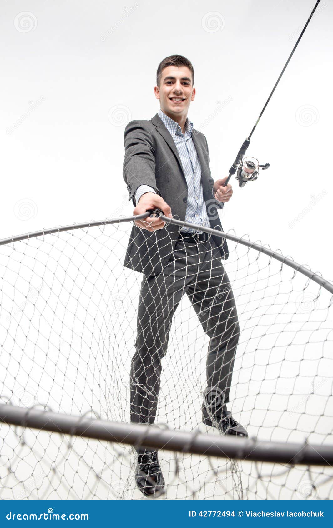 Man and net stock photo. Image of relaxed, expression - 42772494