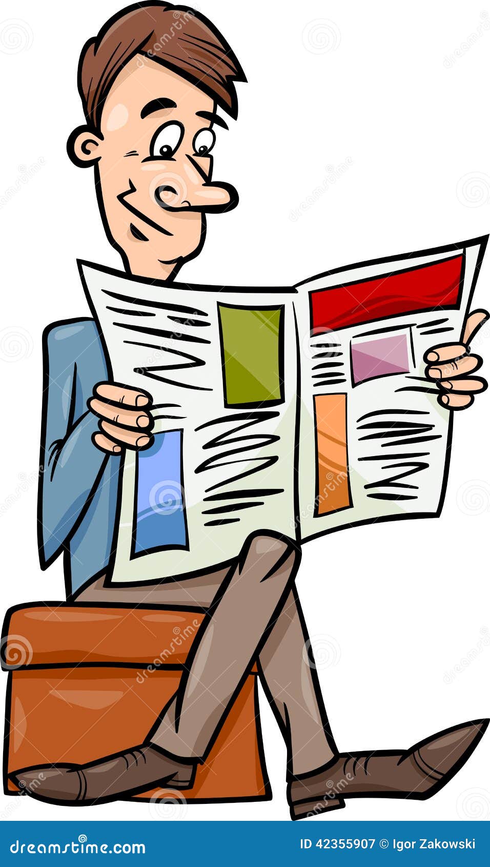 cartoon reading newspaper