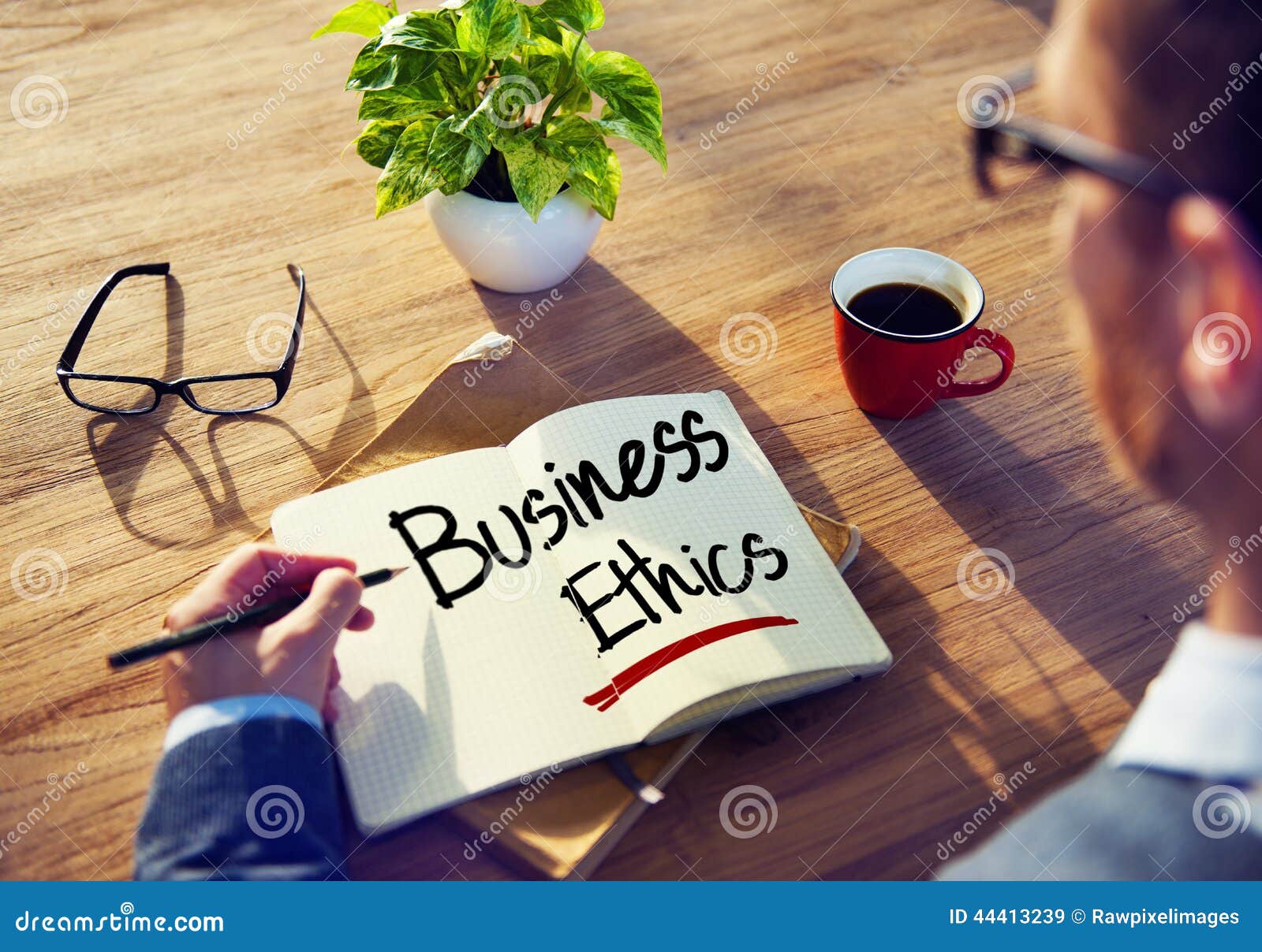 man with a note and business ethics concept