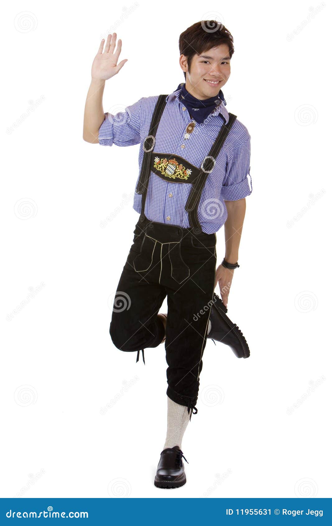 Man with Oktoberfest Leather Trousers is Dancing Stock Image - Image of  clothing, folklore: 11955631