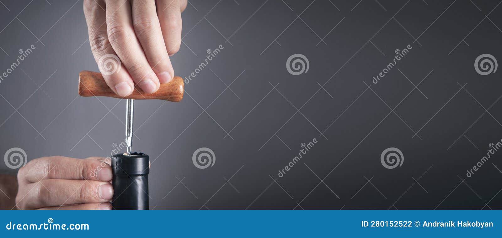 Man Opening Bottle of Wine with Corkscrew Stock Photo Image of