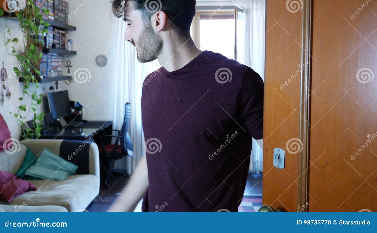Man Opening Door And Inviting In Stock Footage Video Of Sympathetic