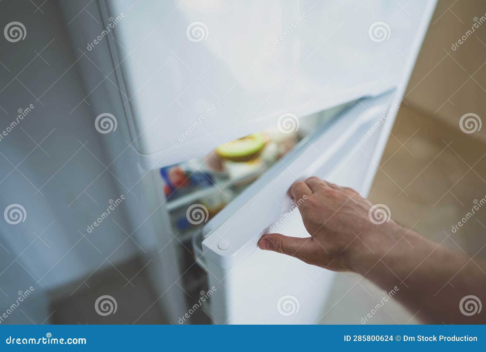 Man Opening Door of Refrigerator Stock Photo Image of household