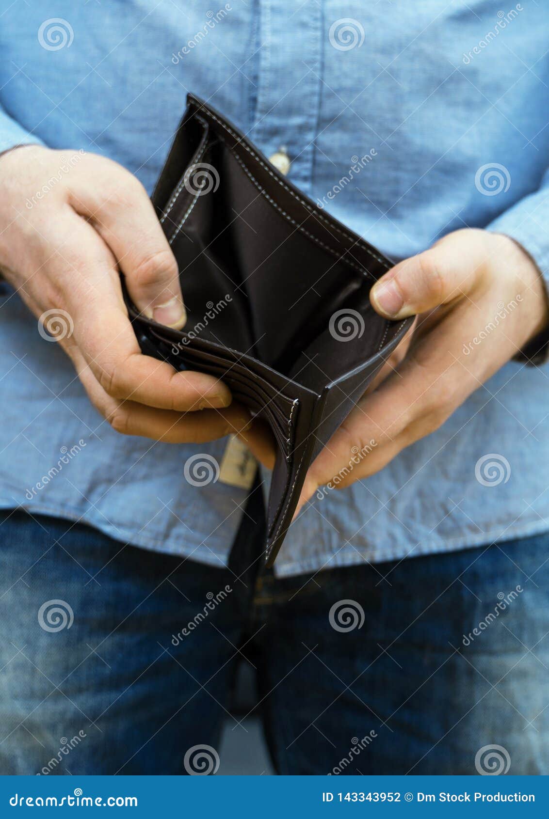Man Opening His Empty Wallet. Stock Photo Image of loss, economic