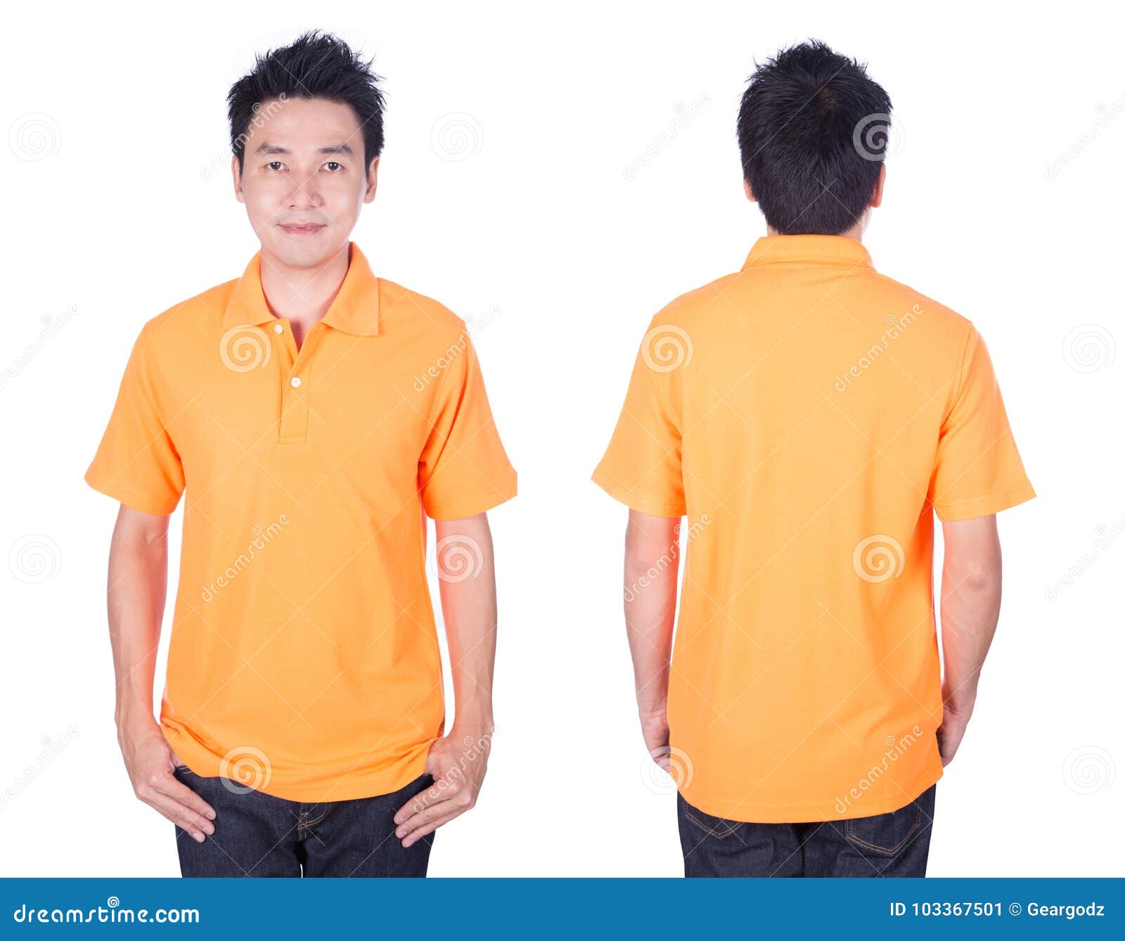 Man with Orange Polo Shirt on White Background Stock Image - Image of ...