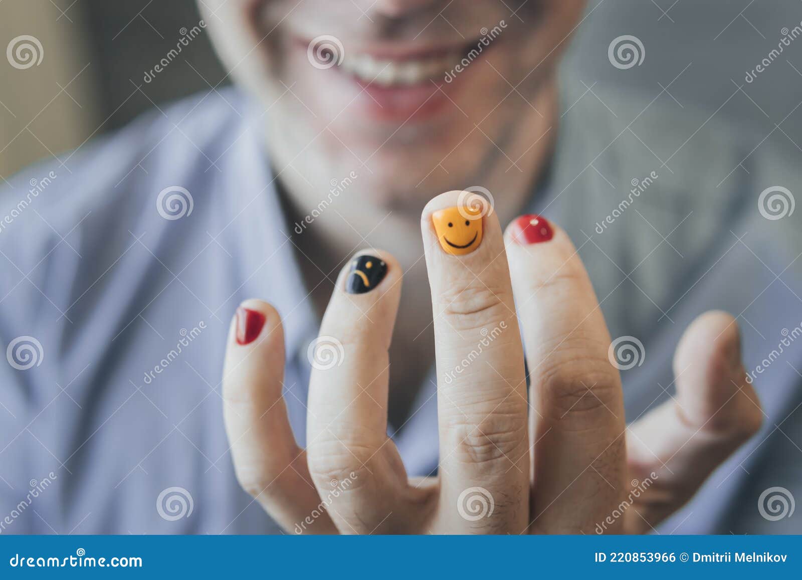 Man with Painted Nails. Design of Male Nails Stock Photo Image of
