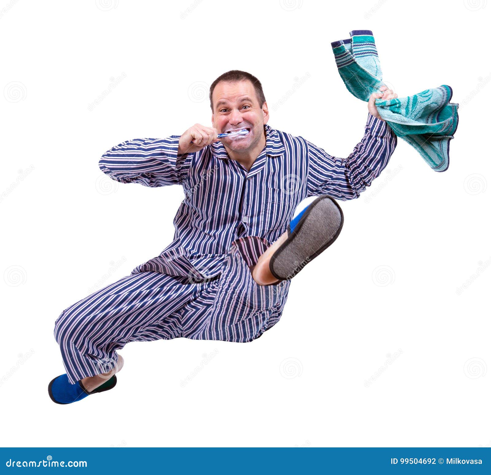 Running man in pajamas stock photo. Image of caucasian - 99504692