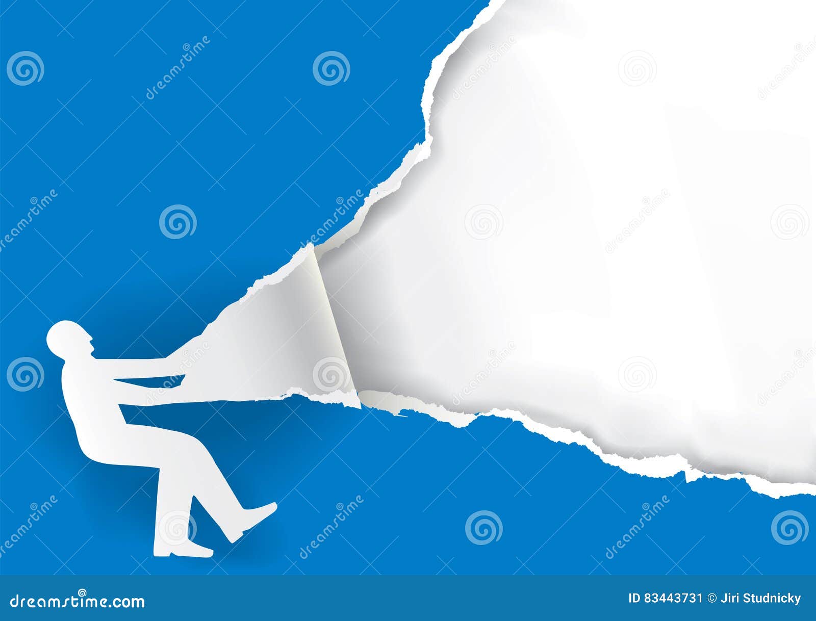 man paper silhouette ripping paper background