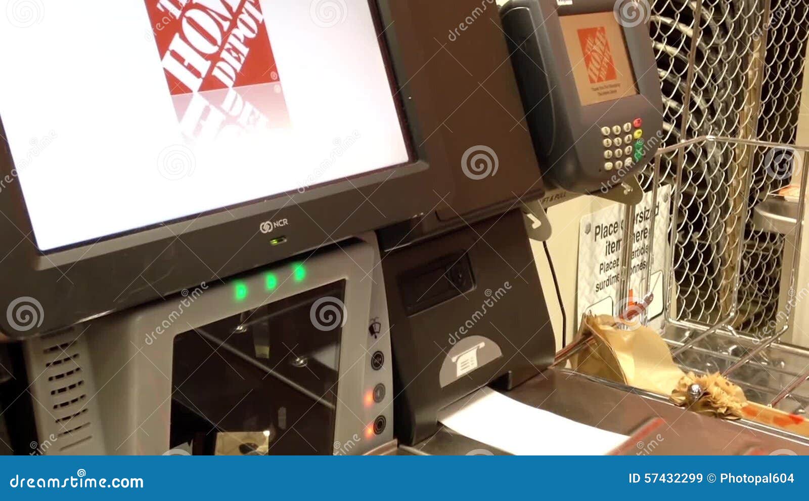 Man Paying Faucet Connector And Taking Receipt At Self Checkout