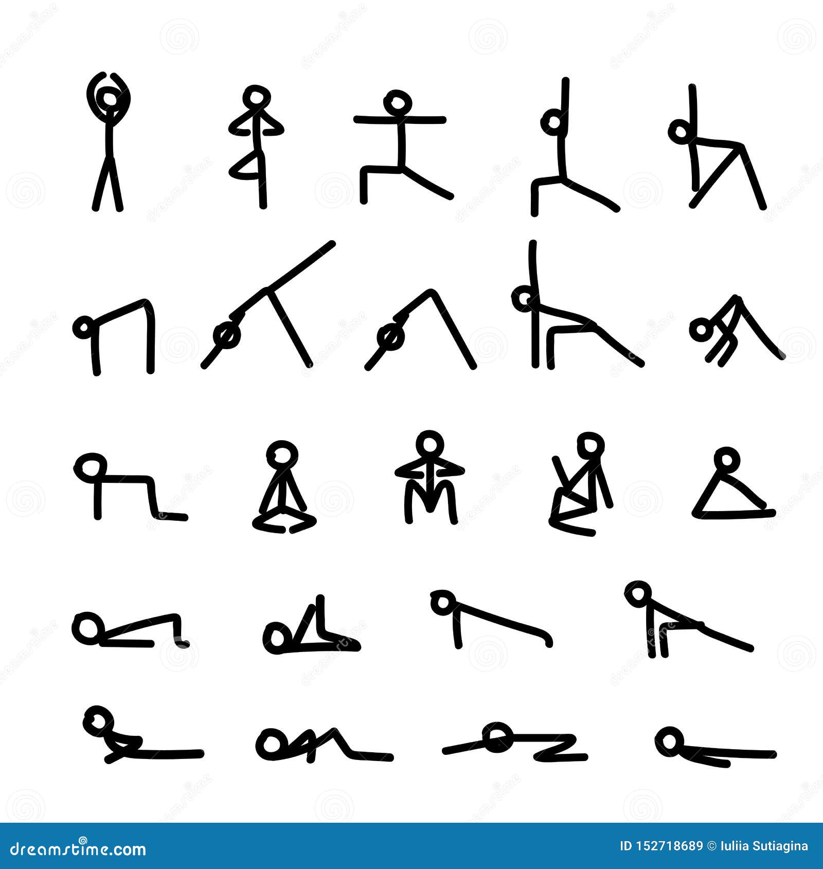 Man Performs Exercises, Black Lines Hand Drawn. Training, Sports, Yoga ...