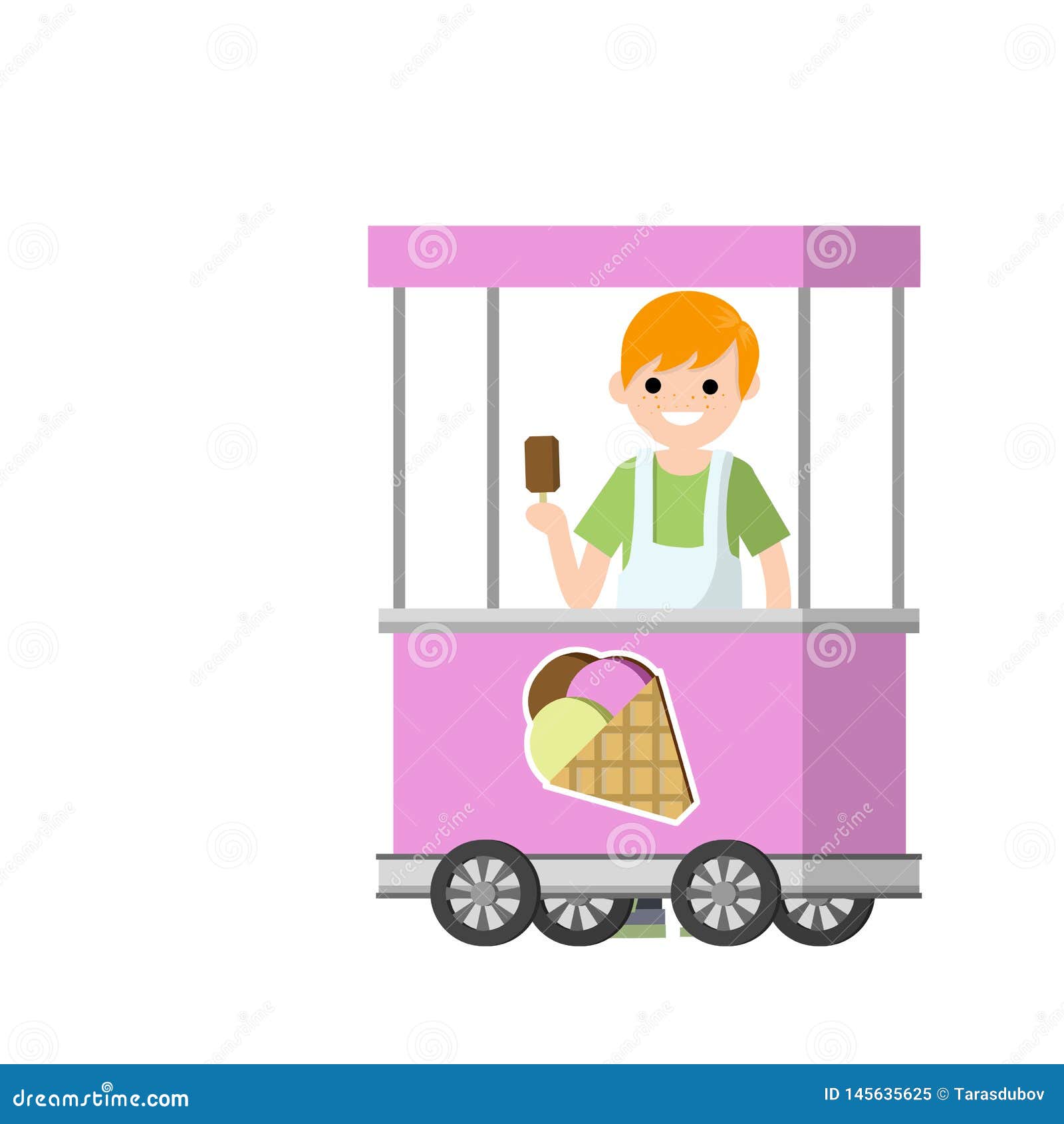 Man and Pink Ice Cream Cart. Stock Vector - Illustration of flat, male: 145635625 Man and Pink Ice Cream Cart. Stock Vector - Illustration of flat, male: 145635625
