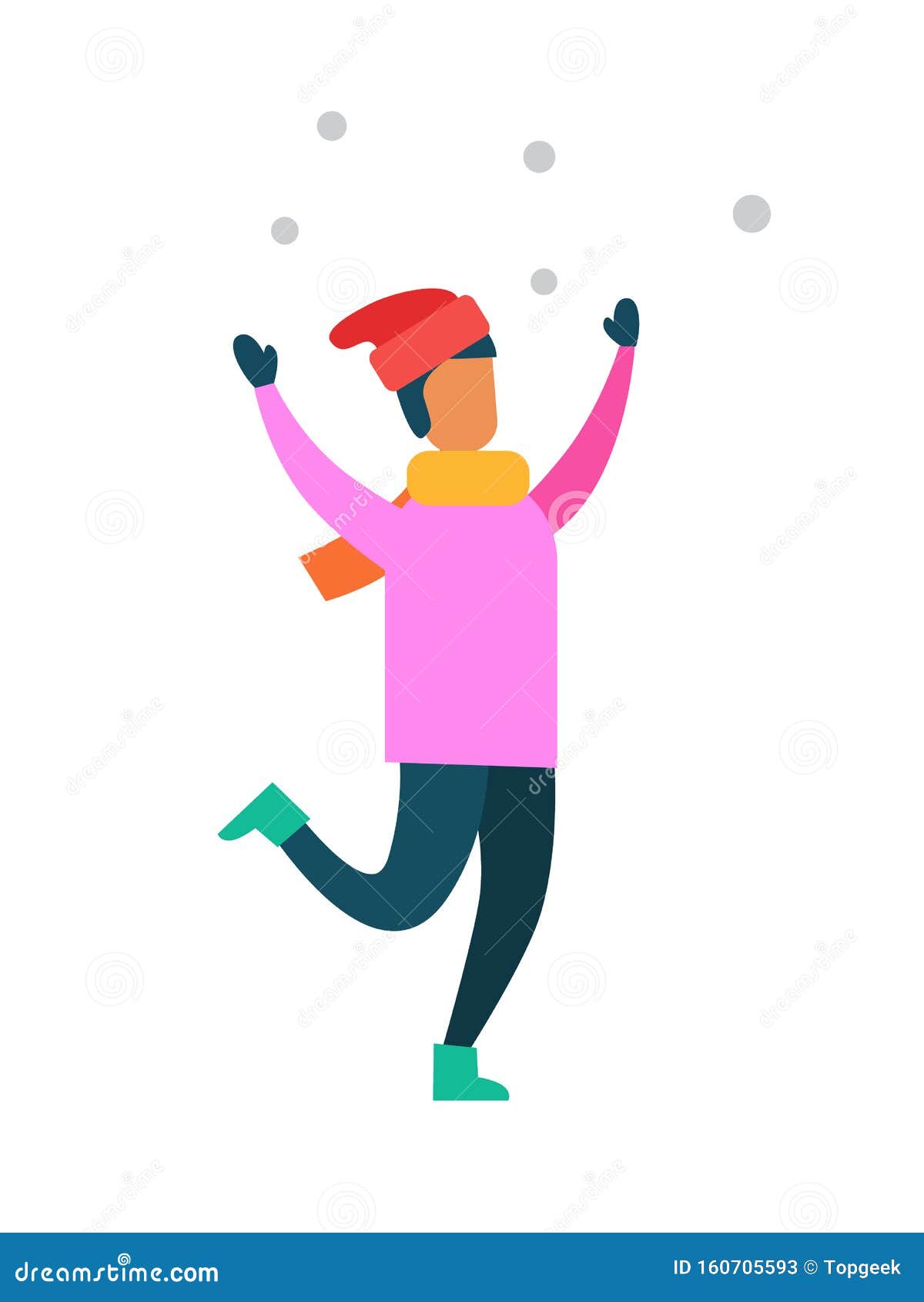 Download Man In Pink Sweater, Santa S Hat, In Warm Mittens Stock ...