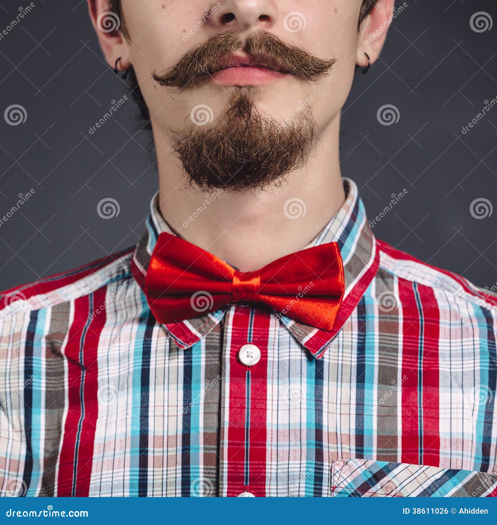 Man in Plaid Shirt and Bow Tie Stock Photo Image of bowtie, clothes