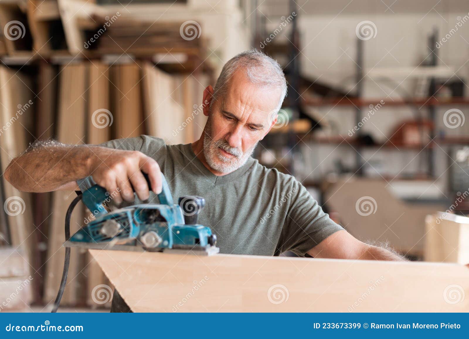 Man Planing Wood with a Hand Planer Stock Image Image of horizontal, handyman 233673399