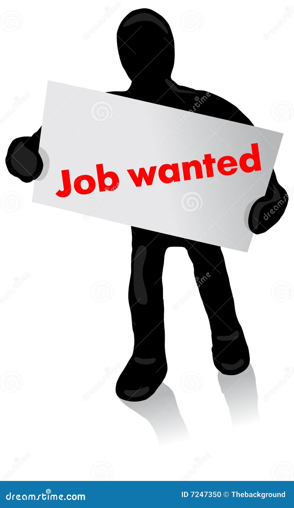 Man with plate Job Wanted stock illustration. Illustration of person