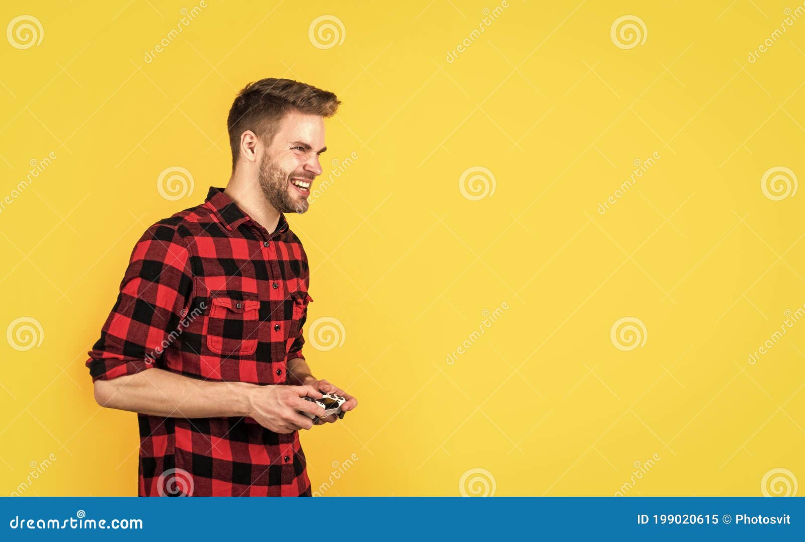 Man Play Video Games. Console Controller Joystick