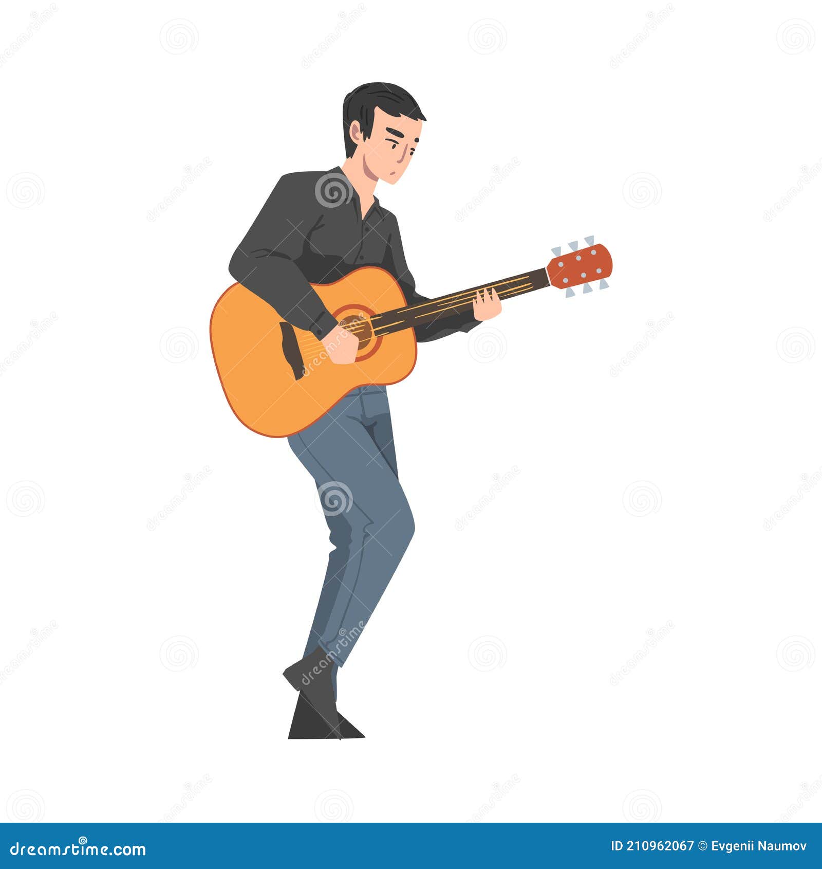 Man Playing Acoustic Guitar, Guy Musician Guitarist Character Performing at  Concert Cartoon Style Vector Illustration Stock Vector - Illustration of  hobby, artist: 210962067