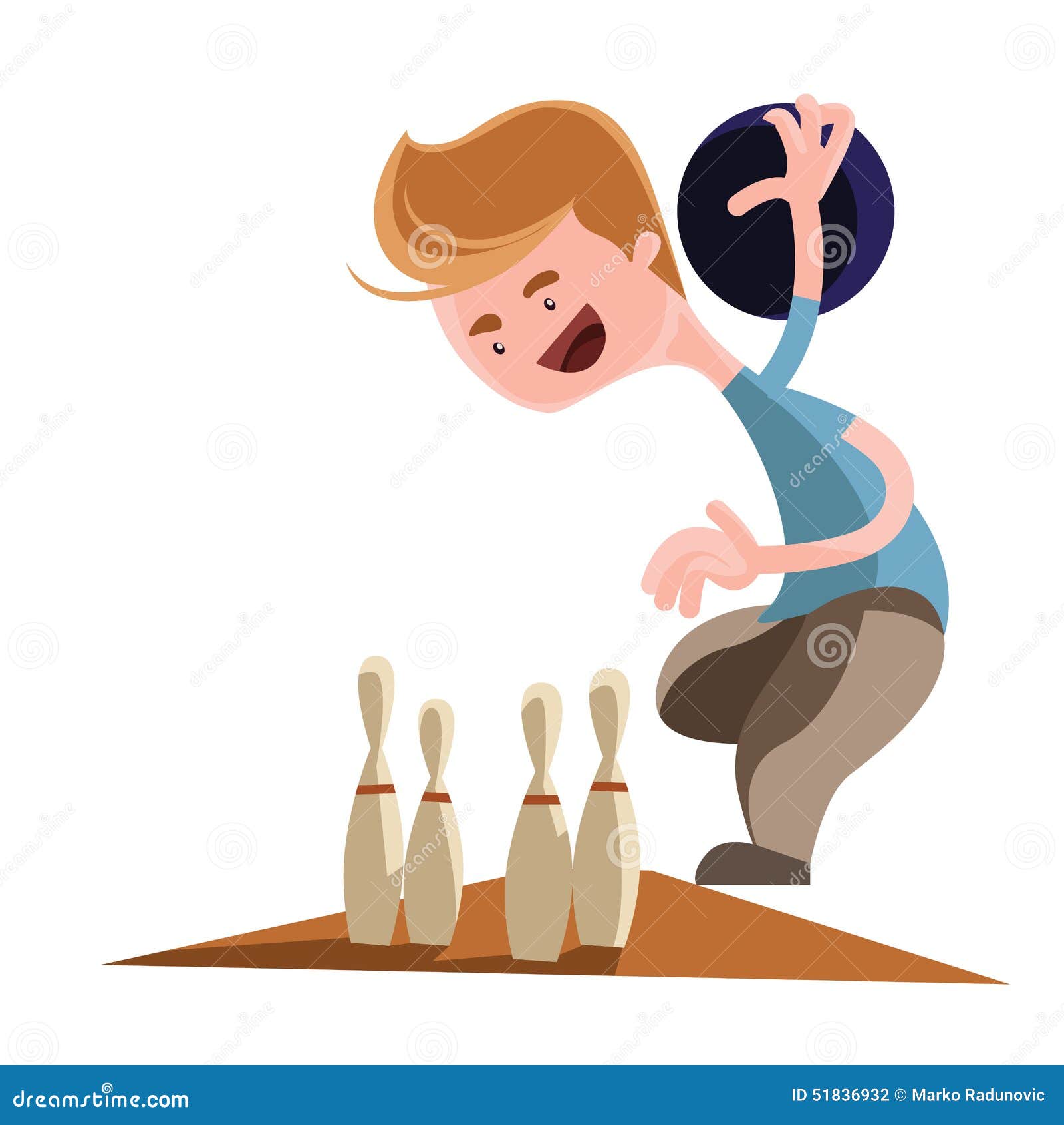 Man Playing Bowling Illustration Cartoon Character Stock Illustration