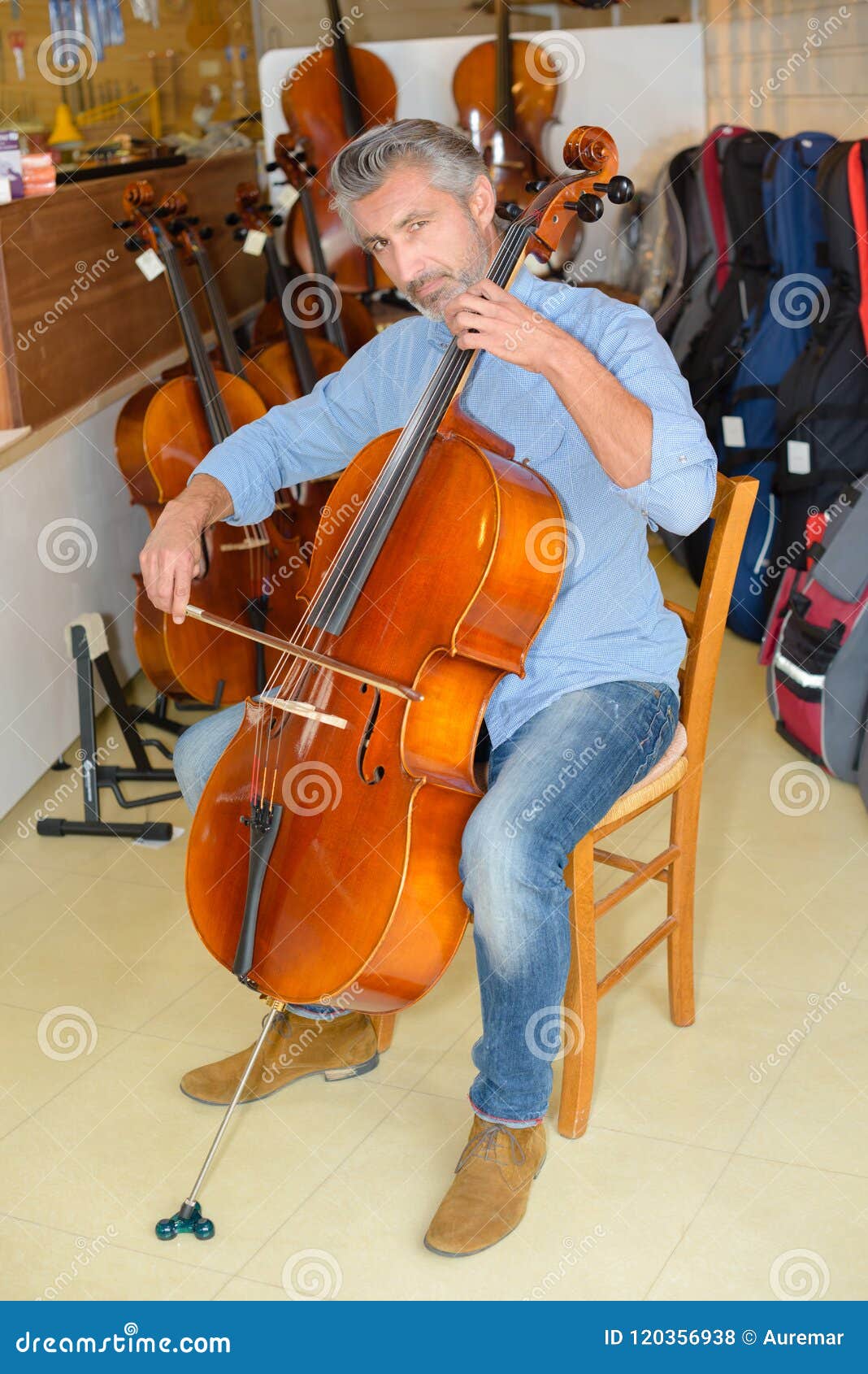 Man playing double bass stock photo. Image of musical 120356938