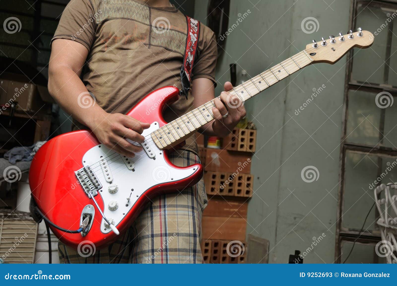 Man Playing Electric Guitar Stock Image Image of cool, gesture 9252693