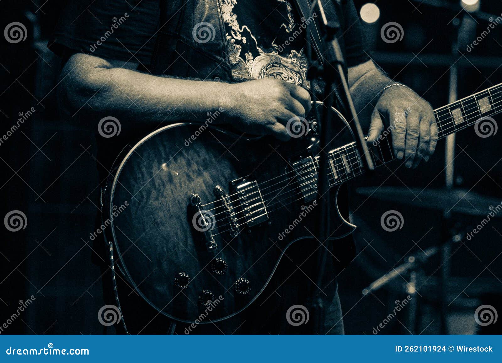 Man Playing Electric Guitar in Concert Stock Photo Image of closeup, performance 262101924